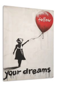 Follow Your Dreams Balloon Girl premium metal wall art – front view