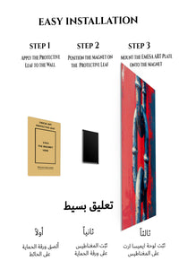 Magnetic mounting installation guide for Upside Down Urban Figure metal wall art