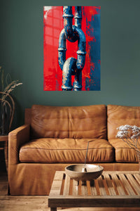 Upside Down Urban Figure metal wall art displayed in a contemporary living space