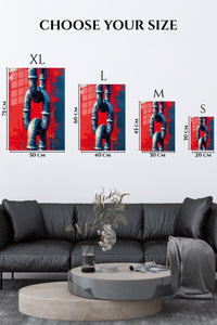 EMESA metal wall art size comparison guide for Upside Down Urban Figure