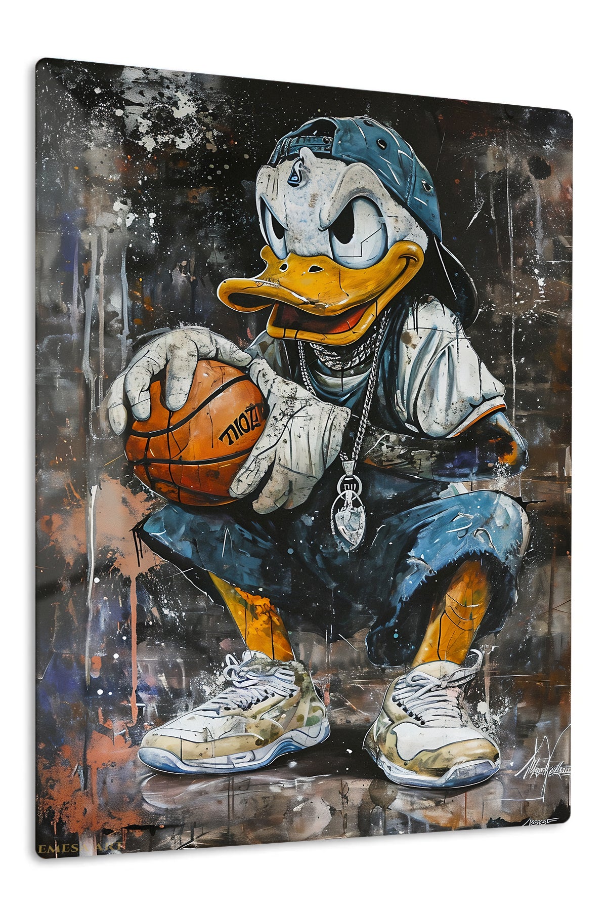 Street Basketball Duck premium metal wall art – front view