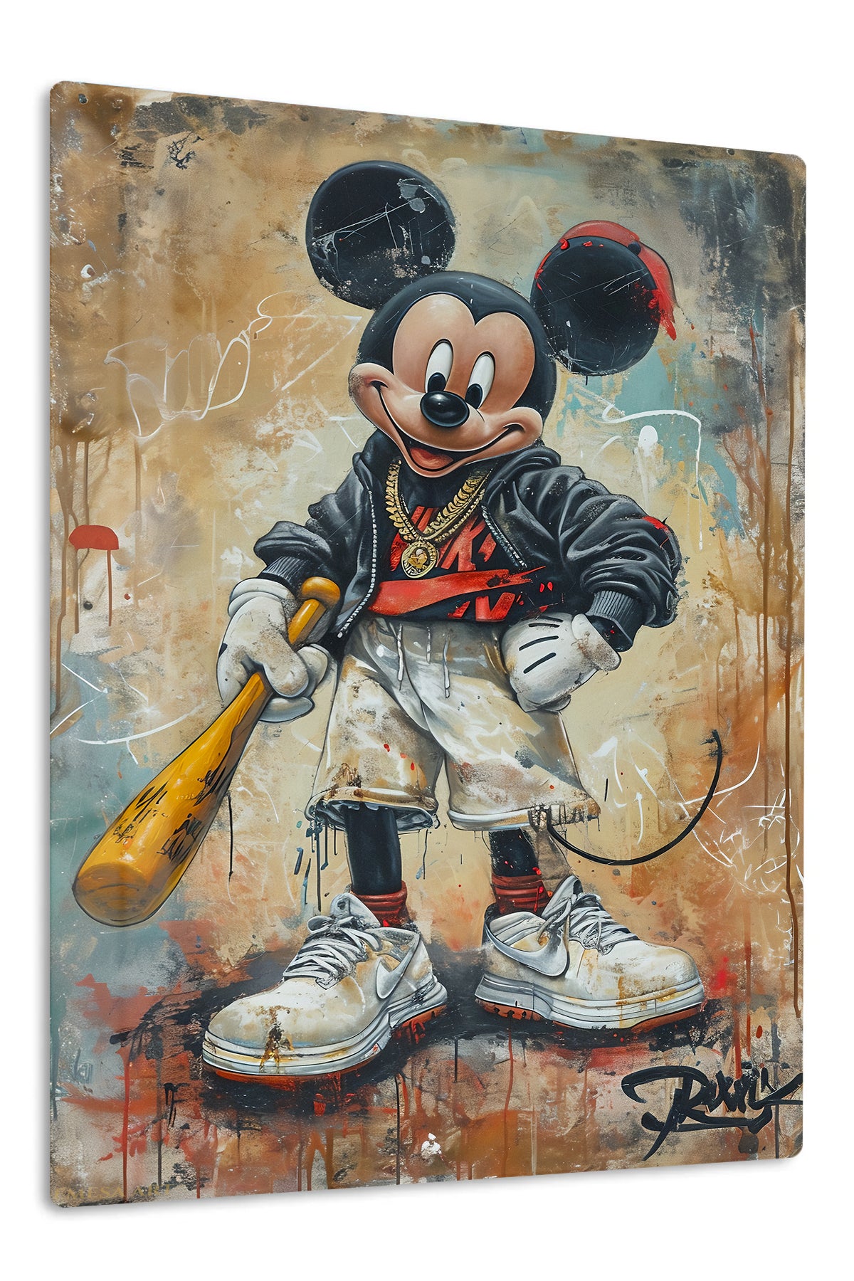 Urban Baseball Mouse premium metal wall art – front view