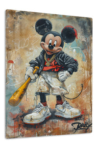 Urban Baseball Mouse premium metal wall art – front view