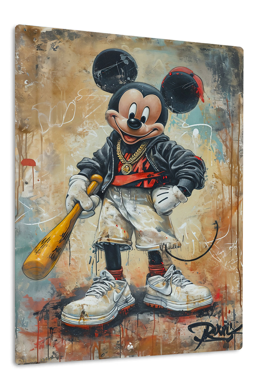 Urban Baseball Mouse premium metal wall art – front view