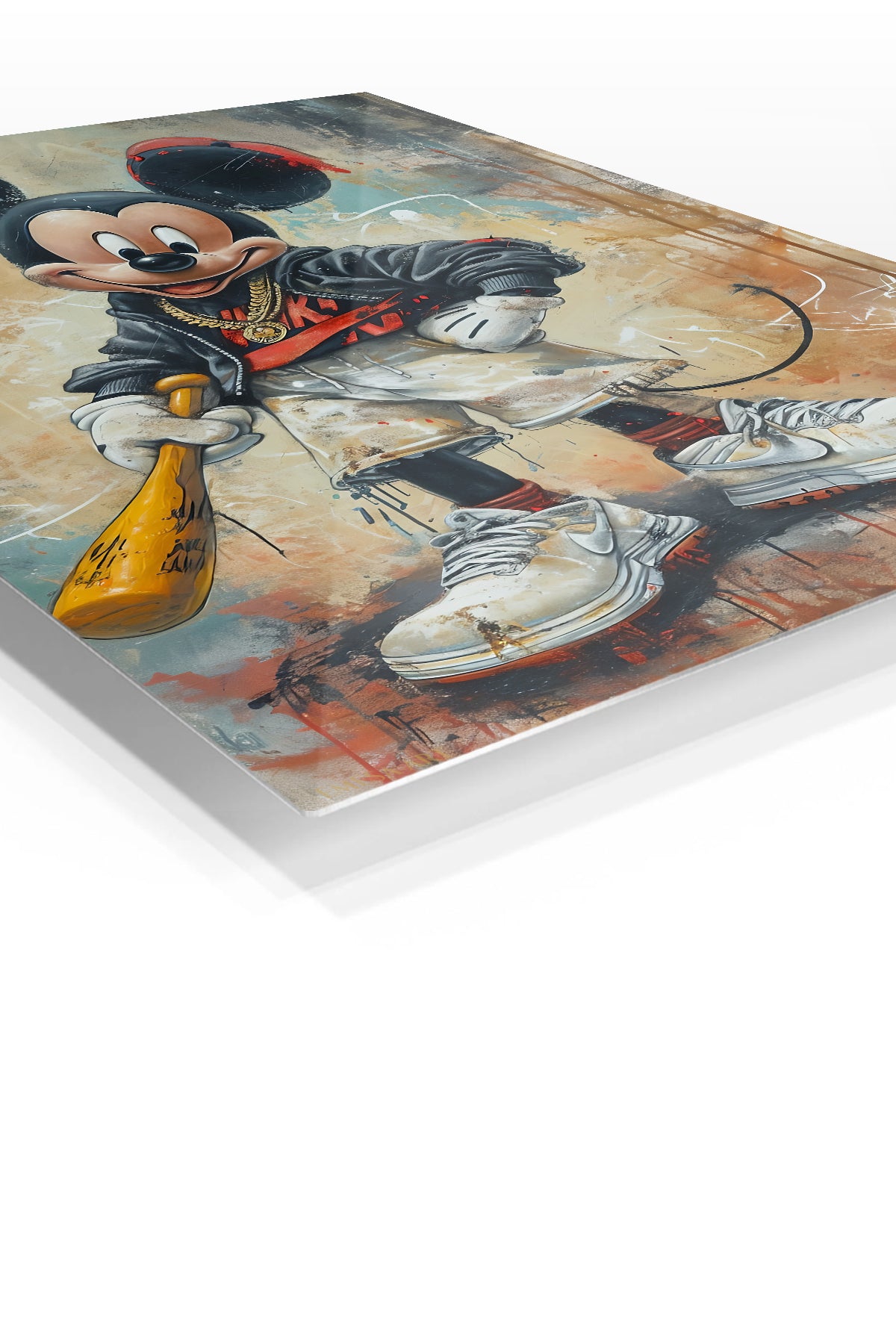 Urban Baseball Mouse premium metal wall art – angled view