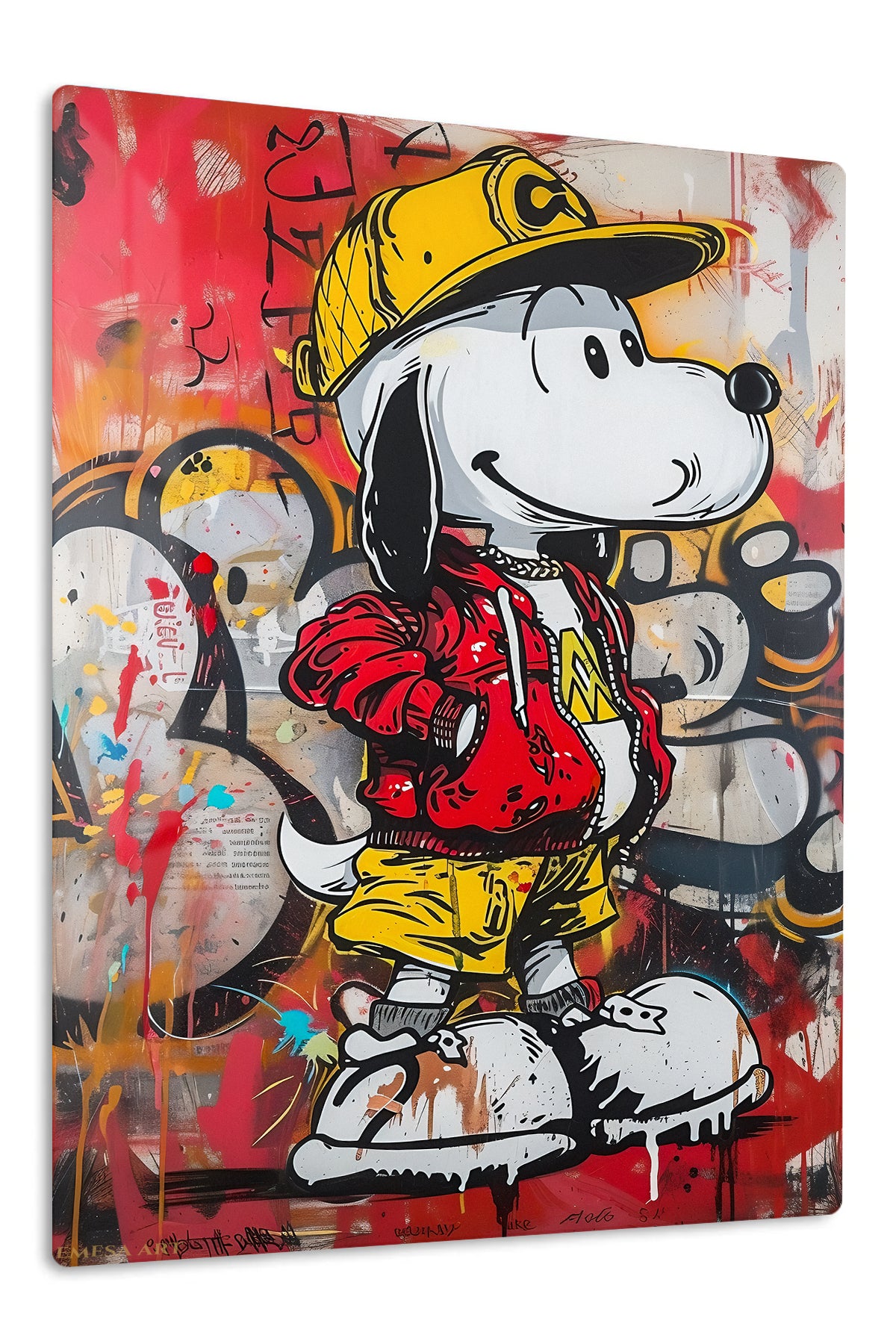 Graffiti Streetwear Beagle premium metal wall art – front view