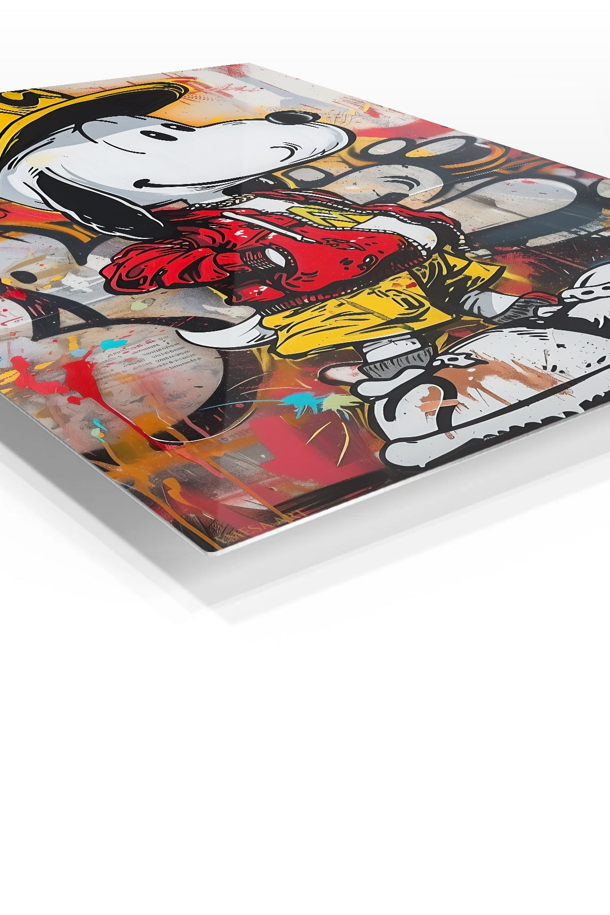 Graffiti Streetwear Beagle premium metal wall art – angled view