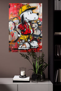 Graffiti Streetwear Beagle metal wall art displayed in a modern interior