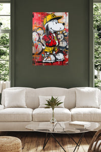 Graffiti Streetwear Beagle metal wall art displayed in a contemporary living space