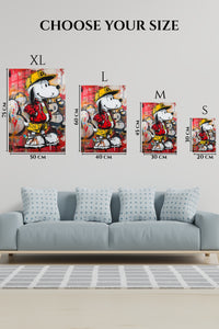 EMESA metal wall art size comparison guide for Graffiti Streetwear Beagle