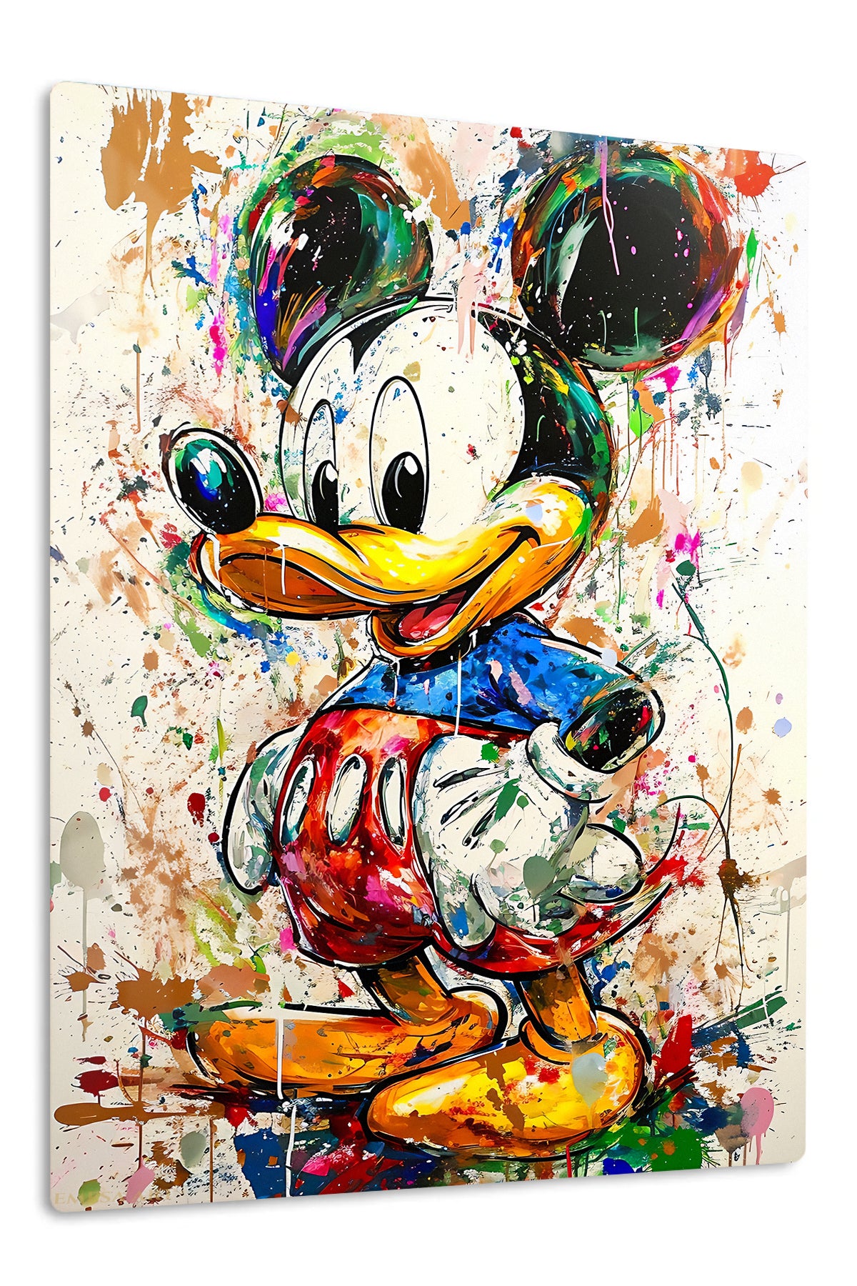 Color Splash Cartoon Duck premium metal wall art – front view
