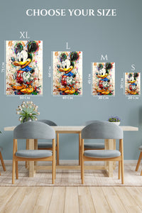 EMESA metal wall art size comparison guide for Color Splash Cartoon Duck