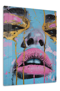 Surreal Pig Face Portrait premium metal wall art – front view