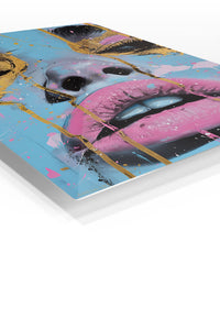 Surreal Pig Face Portrait premium metal wall art – angled view