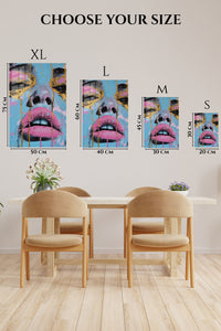 EMESA metal wall art size comparison guide for Surreal Pig Face Portrait