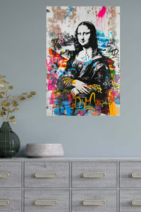 Graffiti Renaissance Portrait metal wall art displayed in a modern interior