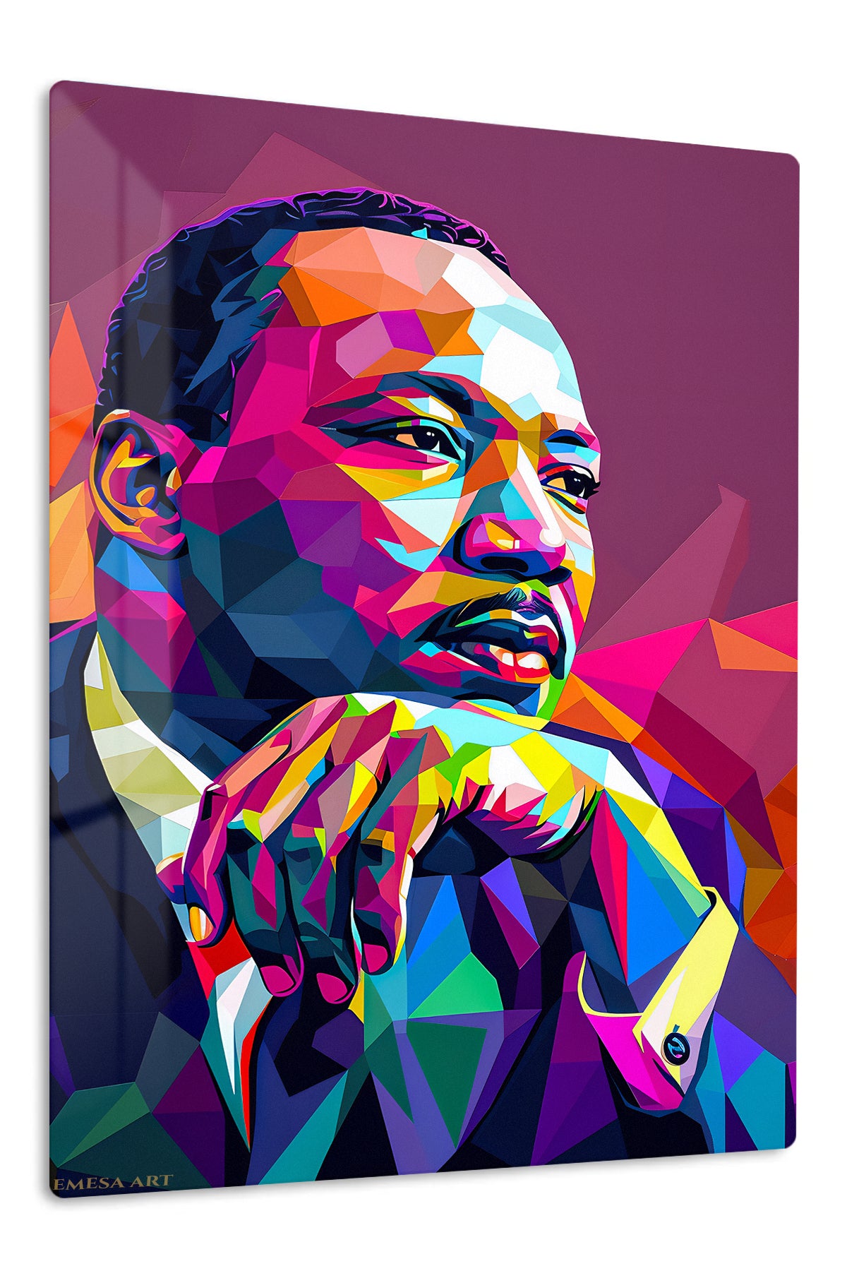 Geometric Visionary Portrait premium metal wall art – front view