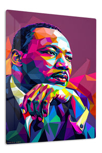 Geometric Visionary Portrait premium metal wall art – front view