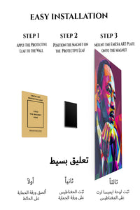 Magnetic mounting installation guide for Geometric Visionary Portrait metal wall art