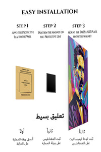 Magnetic mounting installation guide for Geometric Inventor Portrait metal wall art