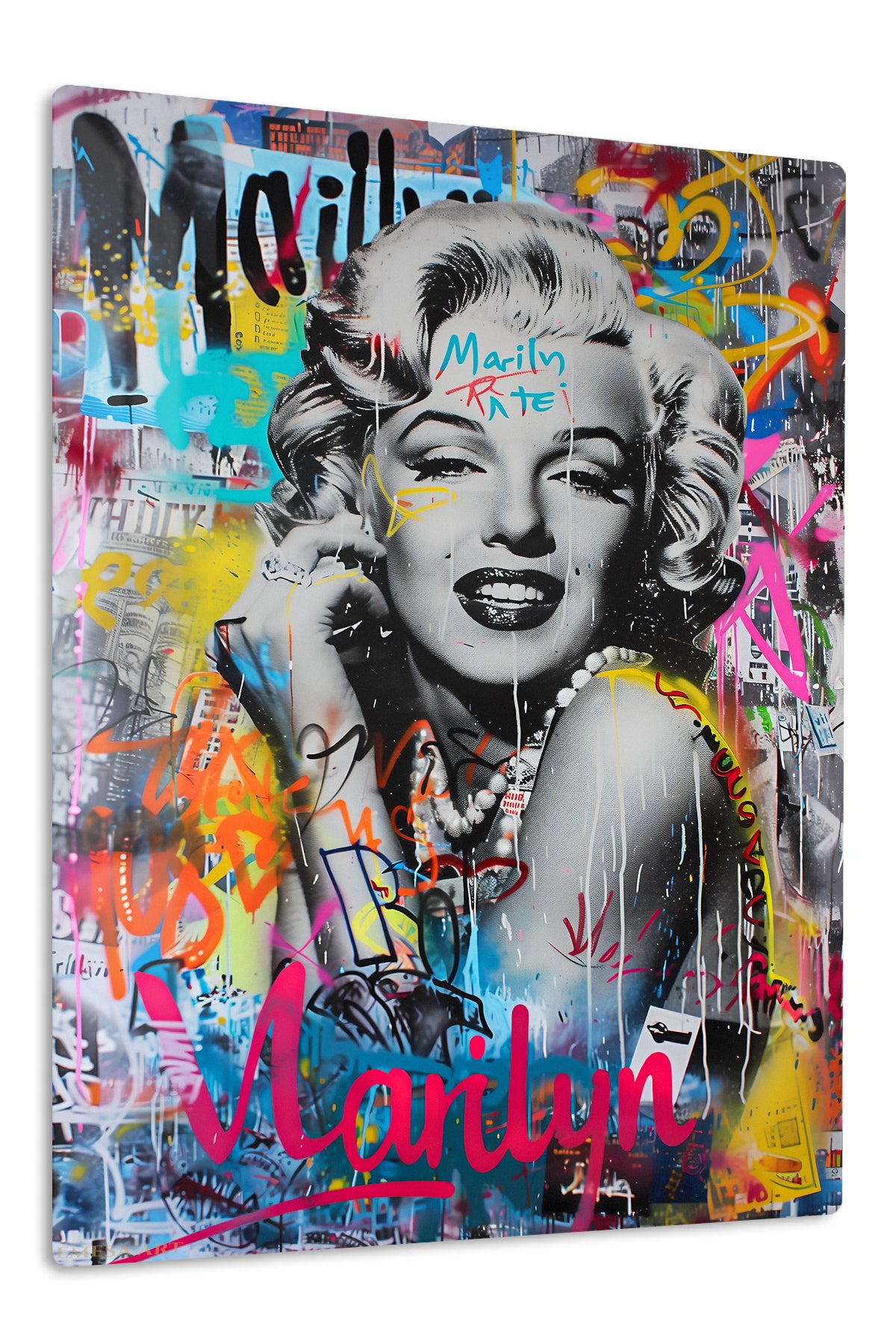 Graffiti Glamour Portrait premium metal wall art – front view