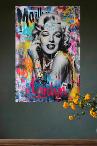 Graffiti Glamour Portrait metal wall art displayed in a modern interior