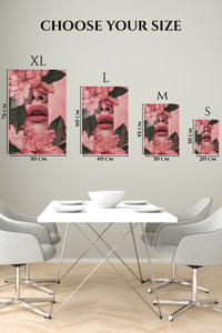 EMESA metal wall art size comparison guide for Pink Floral Lips Portrait