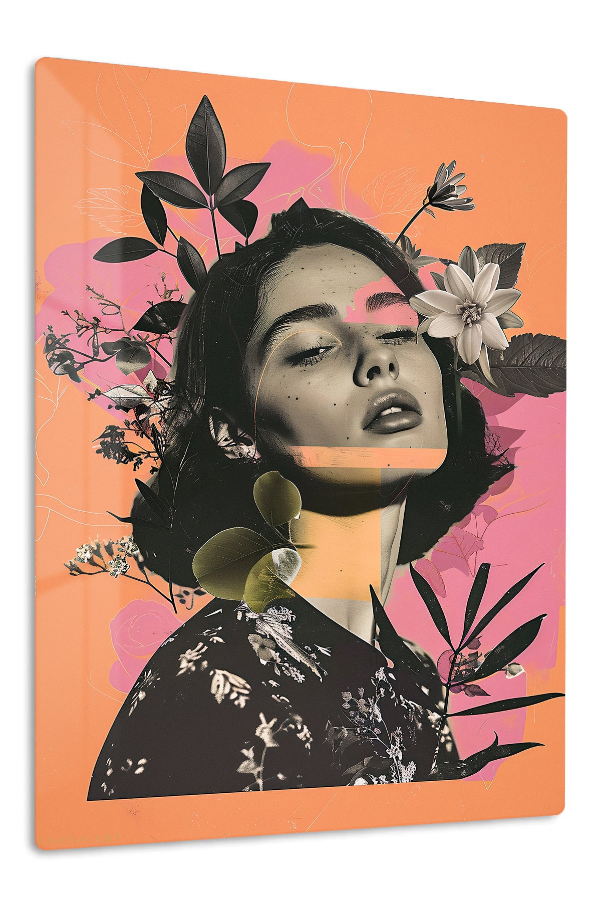 Botanical Dreamer Portrait premium metal wall art – front view