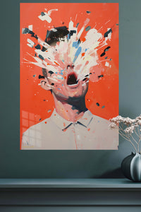 Explosive Expression Portrait metal wall art displayed in a modern interior