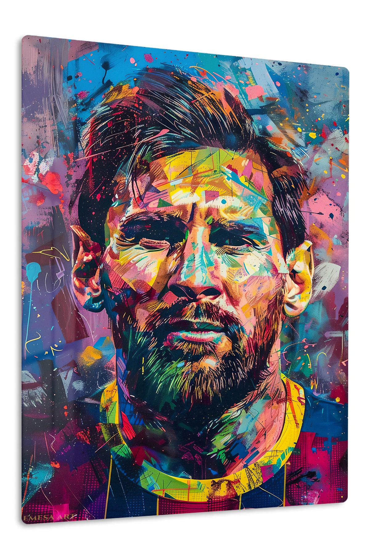 Color Burst Football Portrait premium metal wall art – front view