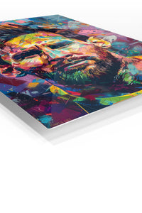Color Burst Football Portrait premium metal wall art – angled view