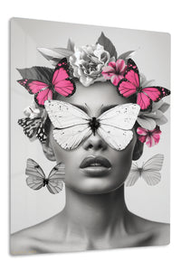 Butterfly Floral Vision Portrait premium metal wall art – front view