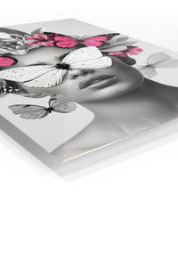 Butterfly Floral Vision Portrait premium metal wall art – angled view