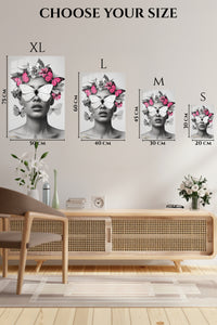EMESA metal wall art size comparison guide for Butterfly Floral Vision Portrait