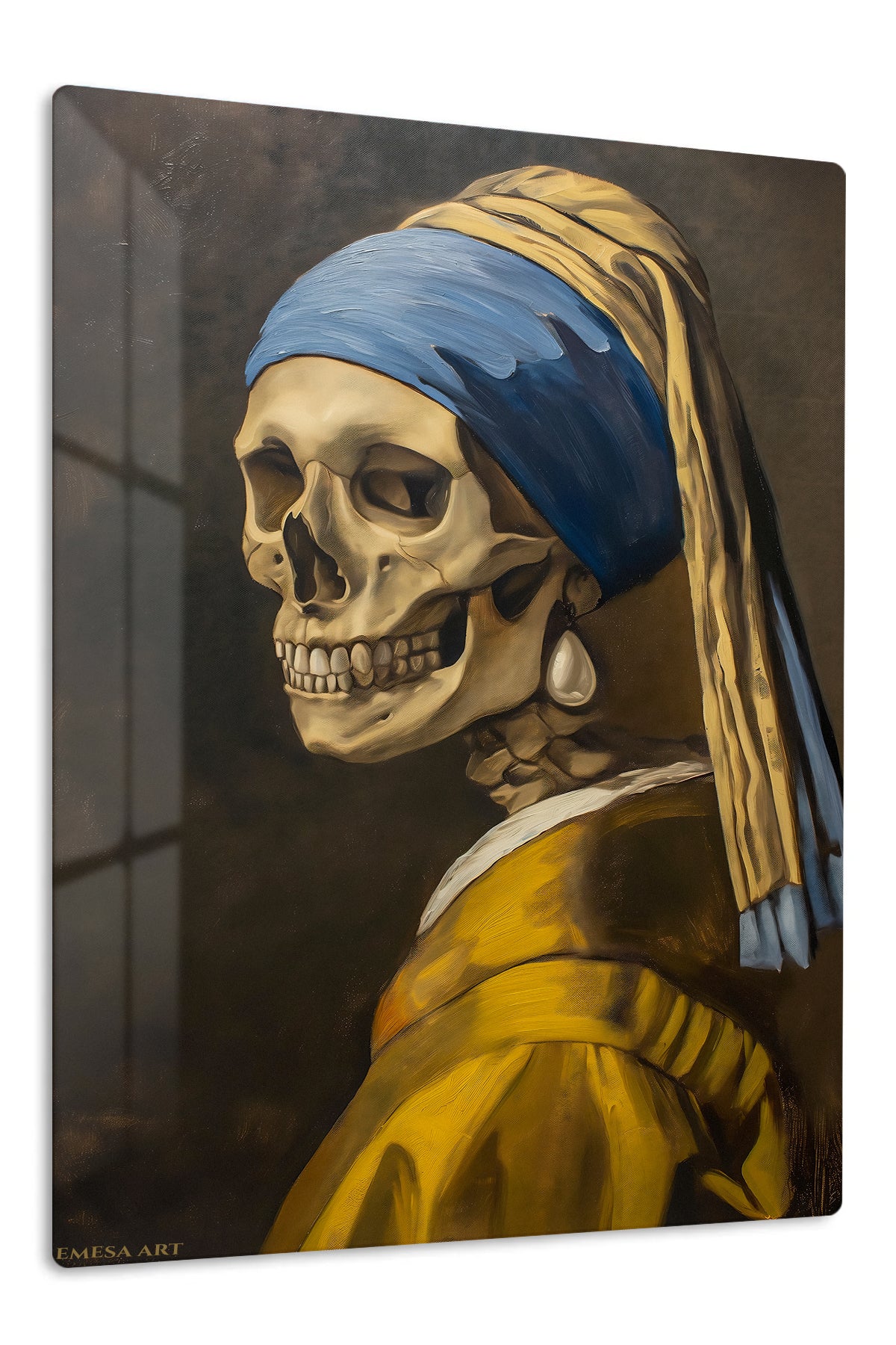 Pearl Skull Classic Portrait premium metal wall art – front view