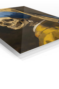 Pearl Skull Classic Portrait premium metal wall art – angled view