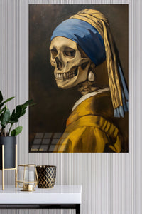 Pearl Skull Classic Portrait metal wall art displayed in a modern interior