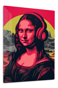 Headphones Classic Pop Portrait premium metal wall art – front view