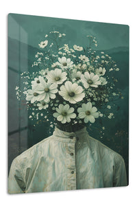 Floral Head Surreal Portrait premium metal wall art – front view