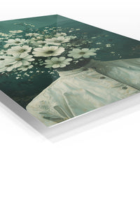Floral Head Surreal Portrait premium metal wall art – angled view