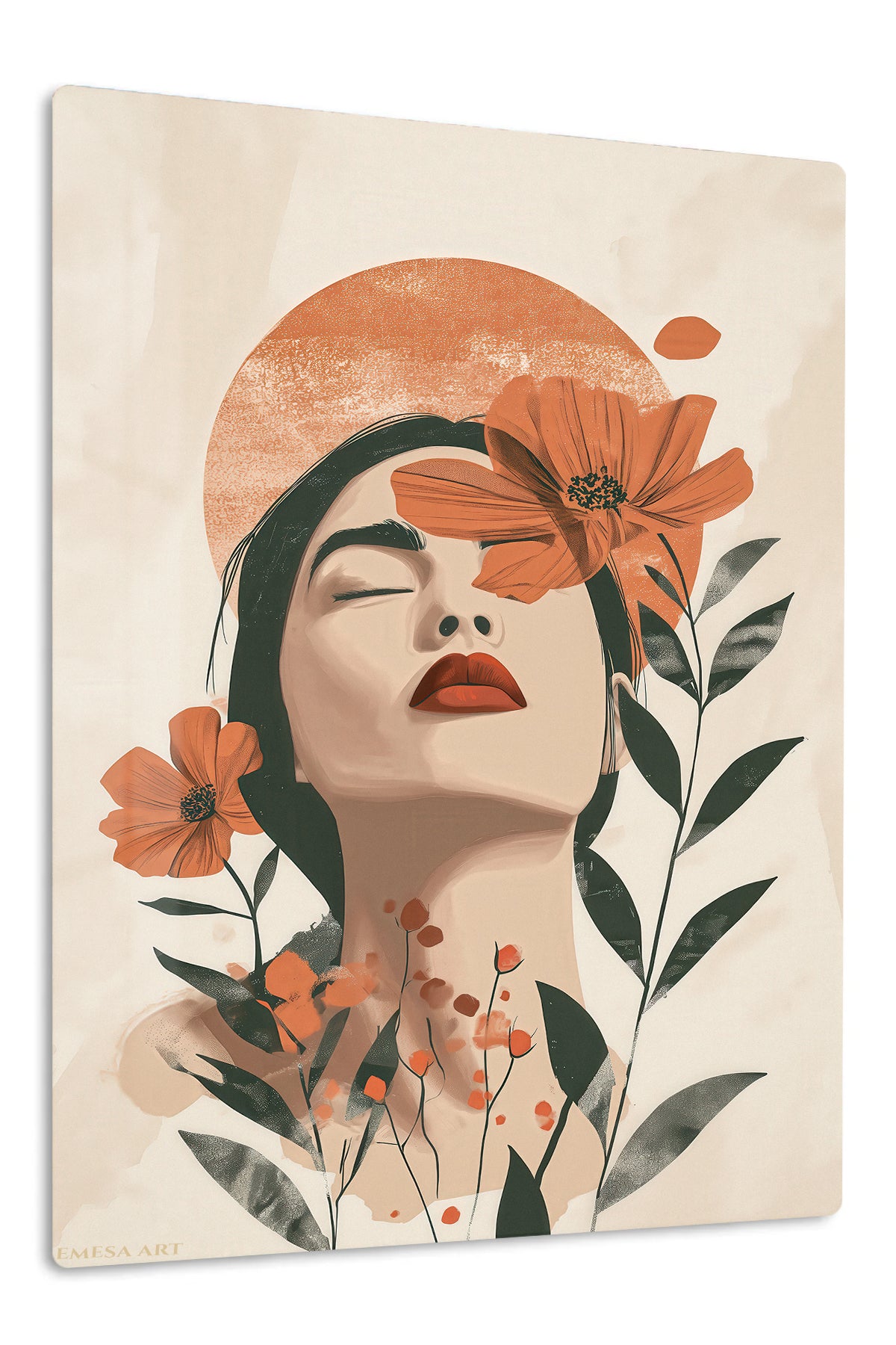 Terracotta Floral Dreamer premium metal wall art