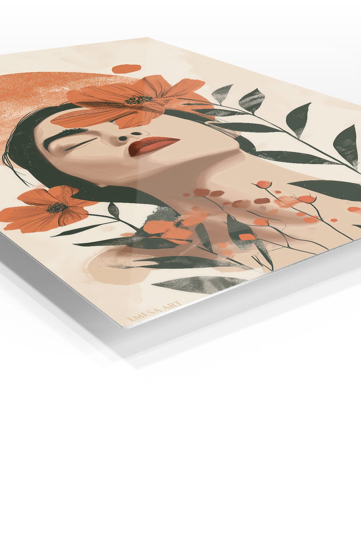 Terracotta Floral Dreamer premium metal wall art