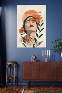 Terracotta Floral Dreamer premium metal wall art
