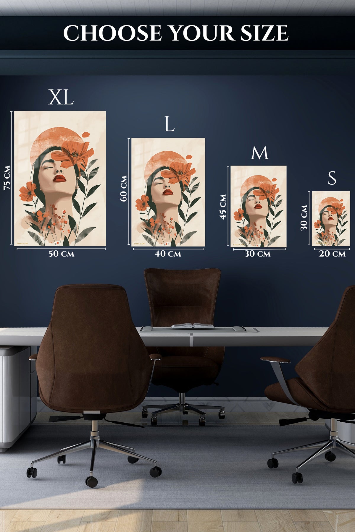 Terracotta Floral Dreamer premium metal wall art