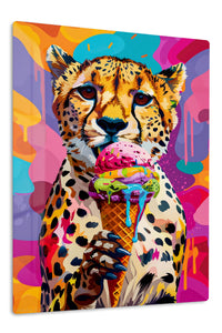 Pop Art Cheetah Ice Cream premium metal wall art
