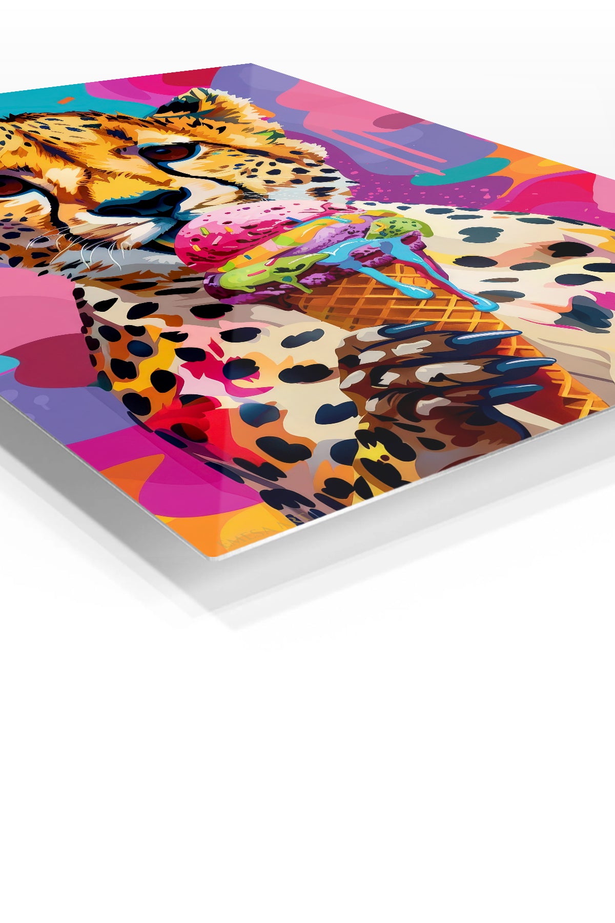 Pop Art Cheetah Ice Cream premium metal wall art