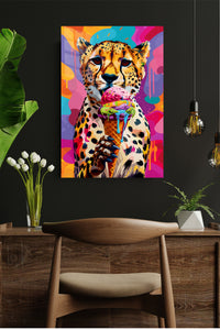 Pop Art Cheetah Ice Cream premium metal wall art