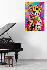 Pop Art Cheetah Ice Cream premium metal wall art