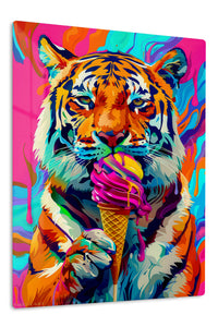 Color Splash Tiger Ice Cream premium metal wall art