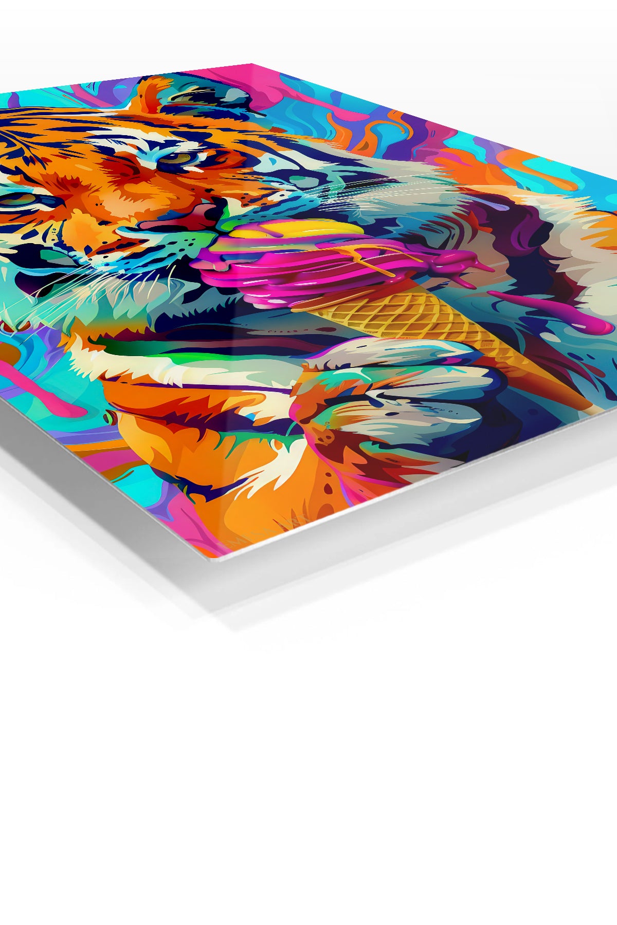 Color Splash Tiger Ice Cream premium metal wall art